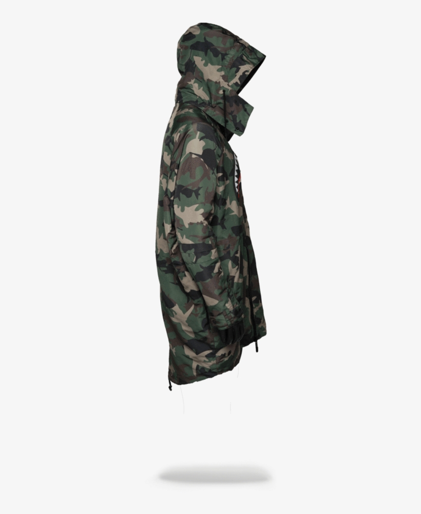 Sprayground- Camo Shark Paratrooper Jacket Outerwear - Sprayground Camo Shark Paratrooper Jacket, transparent png download