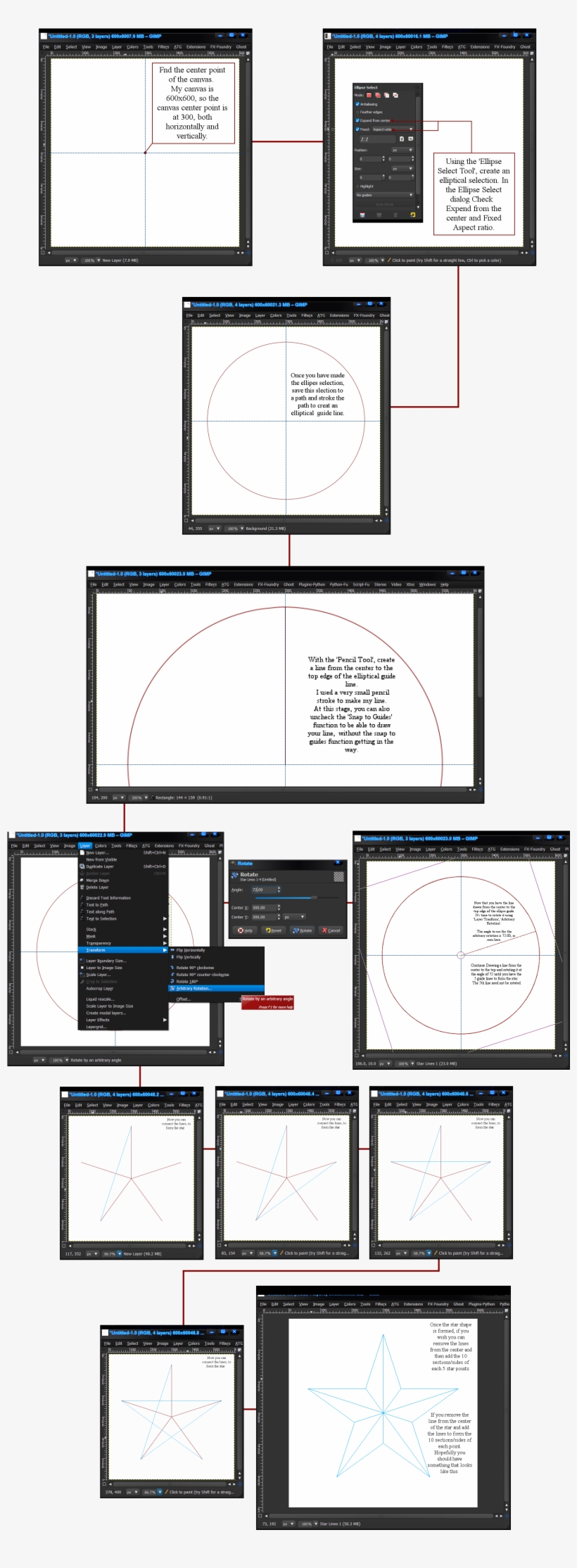 Drawing A 5 Pointed Star From Scratch - Drawing, transparent png download