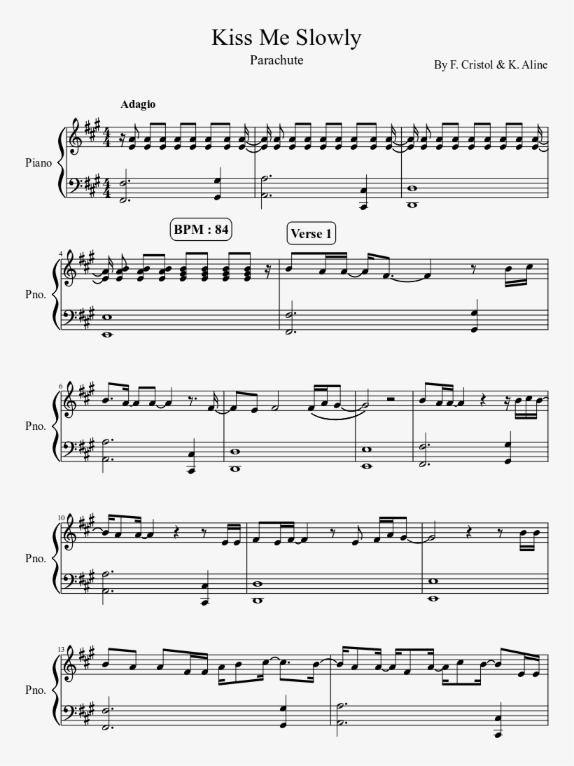 Kiss Me Slowly Sheet Music Composed By By F Misty Mountains Piano Sheet Music Png Image Transparent Png Free Download On Seekpng