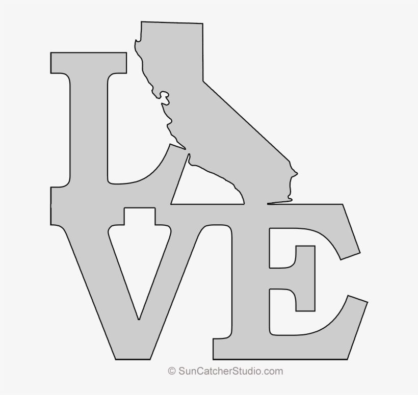 California Love Map Outline Scroll Saw Pattern Shape - Texas Stencil, transparent png download