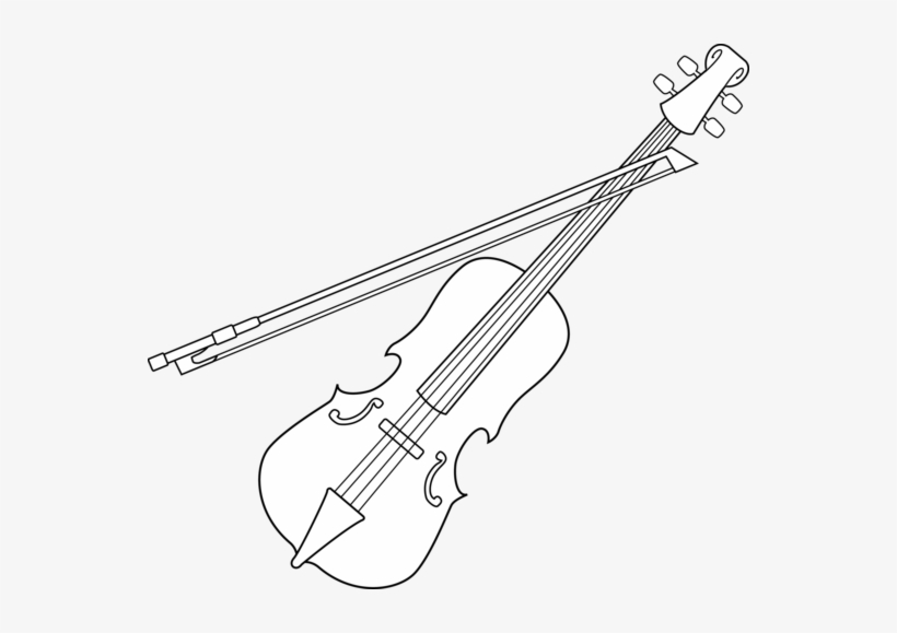 Colorable Violin Design - Violin Black And White, transparent png download