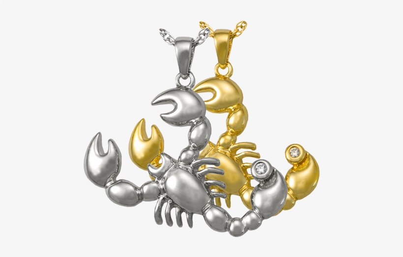 Zodiac Scorpio Pendant Shown In Silver And Gold Metal - Cremation Jewelry: Zodiac Scorpio Pendant, transparent png download