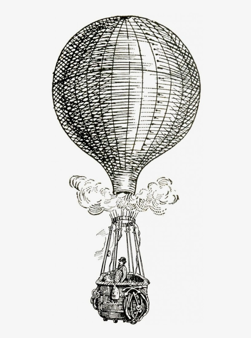 Vintage, Viktorian, Illustration - Old Hot Air Balloon, transparent png download