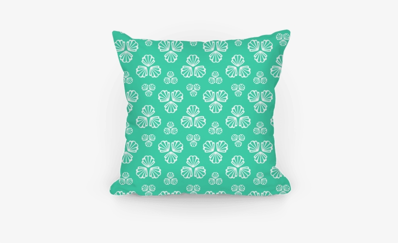 Aqua Green Seashells Pattern Pillow - Cushion, transparent png download
