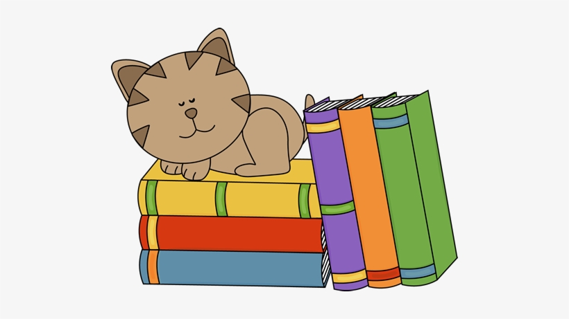 Cat Sleeping On A Stack Of Books Clip Art - Stacks Of Books Clipart, transparent png download