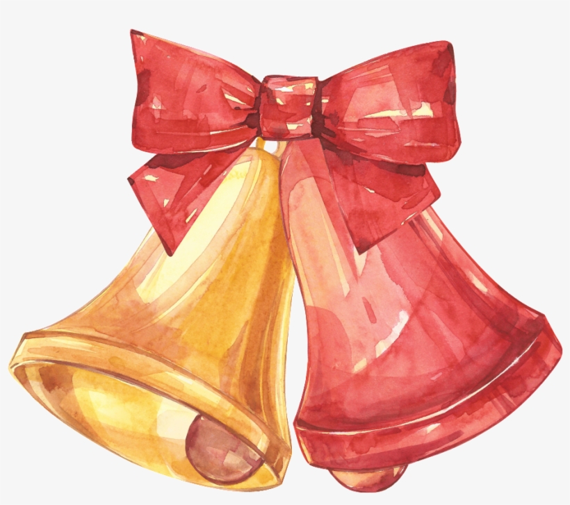 Hand-painted Two Lovely Bell Png Transparent Material - Bell, transparent png download
