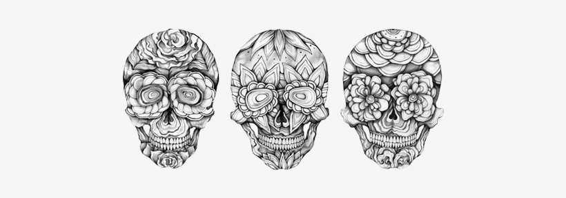Drawn Skull Transparent Skull - Sugar Skull Black And White, transparent png download