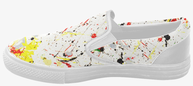 Yellow & Black Paint Splatter Women's Slip-on Canvas - Slip-on Shoe, transparent png download