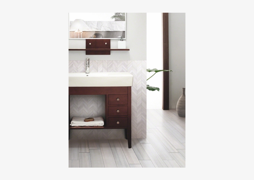 Watercolor Bianco White Chevron Mosaic Porcelain Matte - Watercolor Bianco 6" X 36" Porcelain Tile, transparent png download