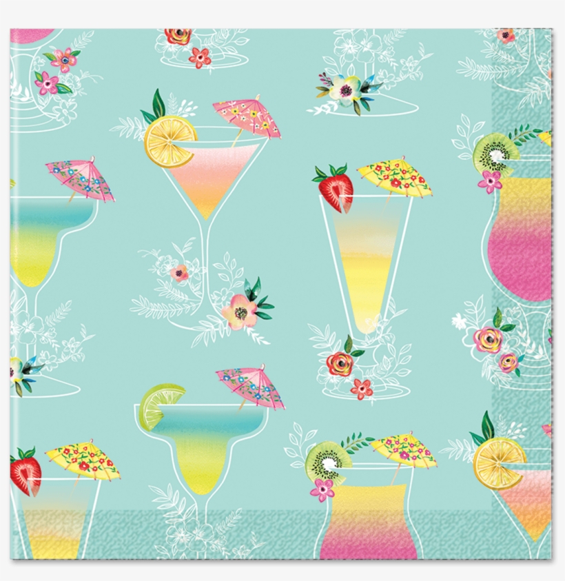 Tropical Drink Pattern Beverage Napkins - Aquarela (acquarello), transparent png download