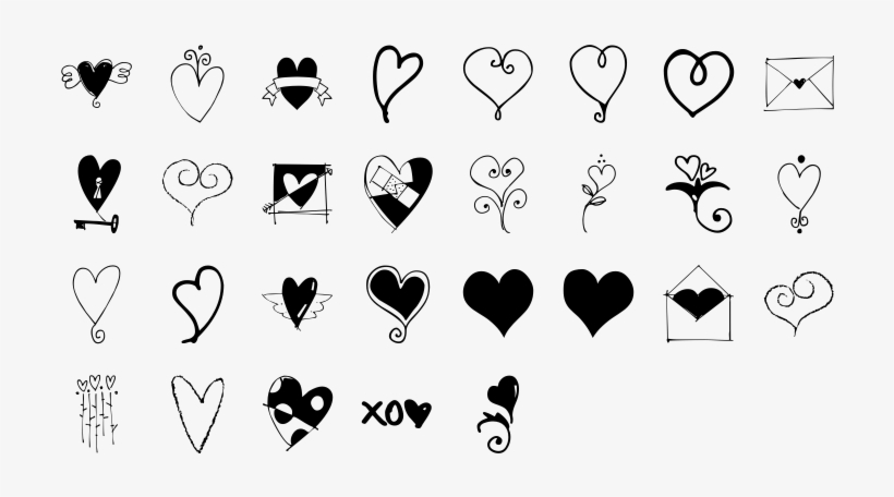 Heart Doodles Dingbat Specimen - Heart Doodles, transparent png download