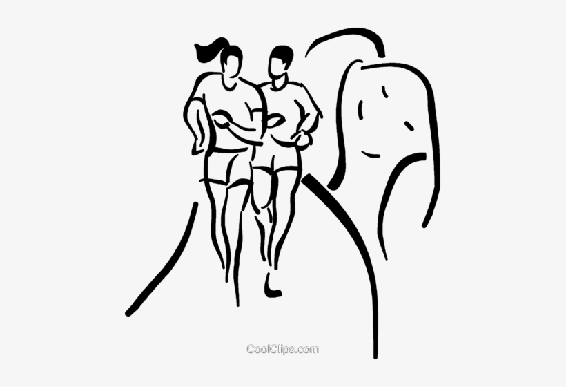 People Jogging Royalty Free Vector Clip Art Illustration - Drawing Of People Jogging, transparent png download