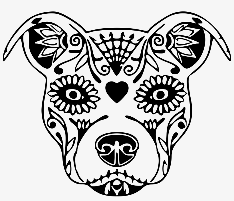 Drawn Pitbull Sugar Skull - Sugar Skull Black Pillow Case, transparent png download