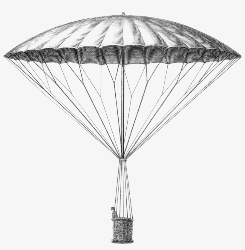 Vintage Sketch Of A Hot Air Balloon - First Parachute, transparent png download