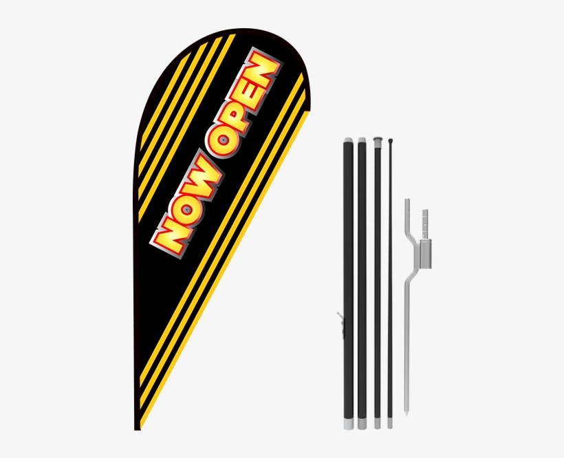 11ft Now Open Stock Teardrop Flag With Ground Stake - Stock, transparent png download