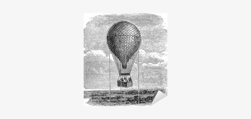 Old Aerostat Or Hot Air Balloon Vintage Illustration - Old Hot Air Balloon, transparent png download