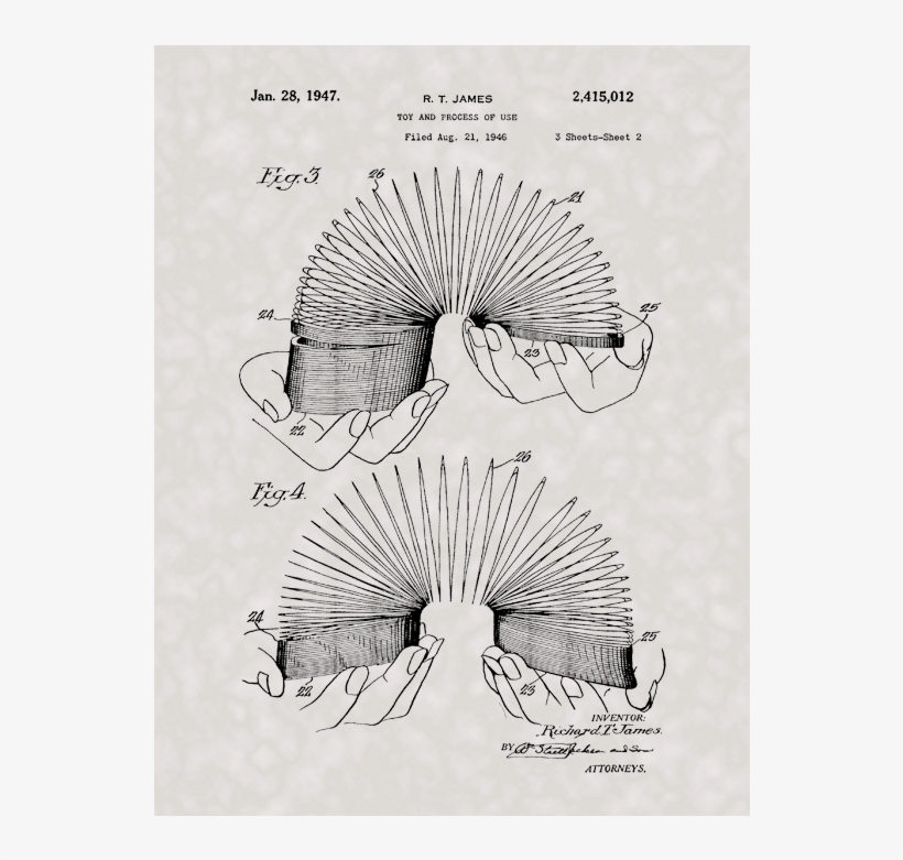 Slinky, - Slinky 1 - Aged Paper - Canvas Poster Art 30x20, transparent png download