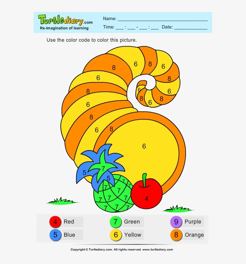 Color By Number Cornucopia Answer - Coloring Book, transparent png download