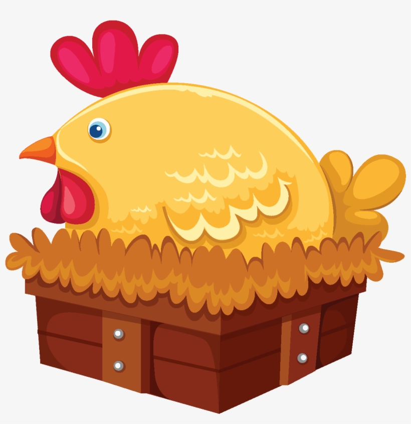 Cartoon Cute Rooster Chicken Nest Element - Farm Animals Farm Collection, transparent png download