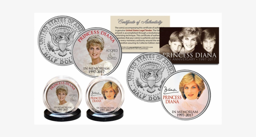 Princess Diana 1997 2017 20th Anniversary Official - Princess Diana 20th Anniversary Kennedy Half Dollar, transparent png download