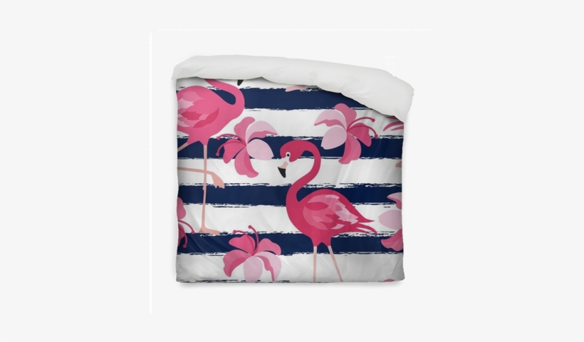 Seamless Pattern With Dark Blue Grunge Stripes And - Flamingo Background Design, transparent png download