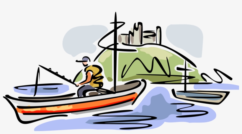 Vector Illustration Of Sport Fisherman Angler Fishing - Clip Art, transparent png download