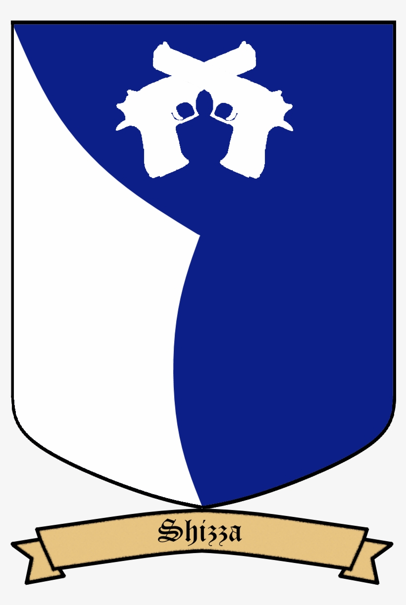 Azure, A Gore Argent, In Chief Crossed Pistols Argent - Pistol, transparent png download