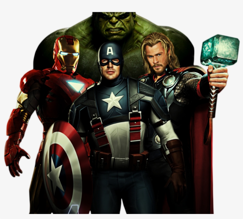 Os Vingadores Hd Thecreatebr - Hulk Ironman Thor Y Capitan America, transparent png download