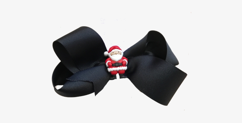 Large Black Christmas Bow With Santa Charm On X-large - Figurine, transparent png download