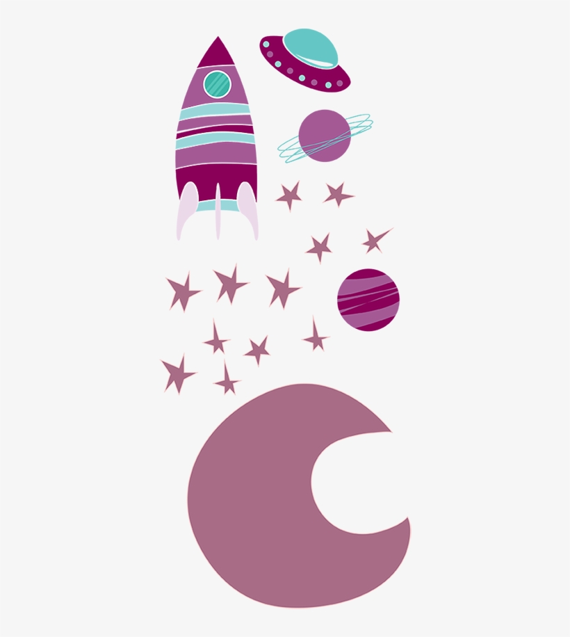 Kids Space Purple Moon Decal Collection - Child, transparent png download