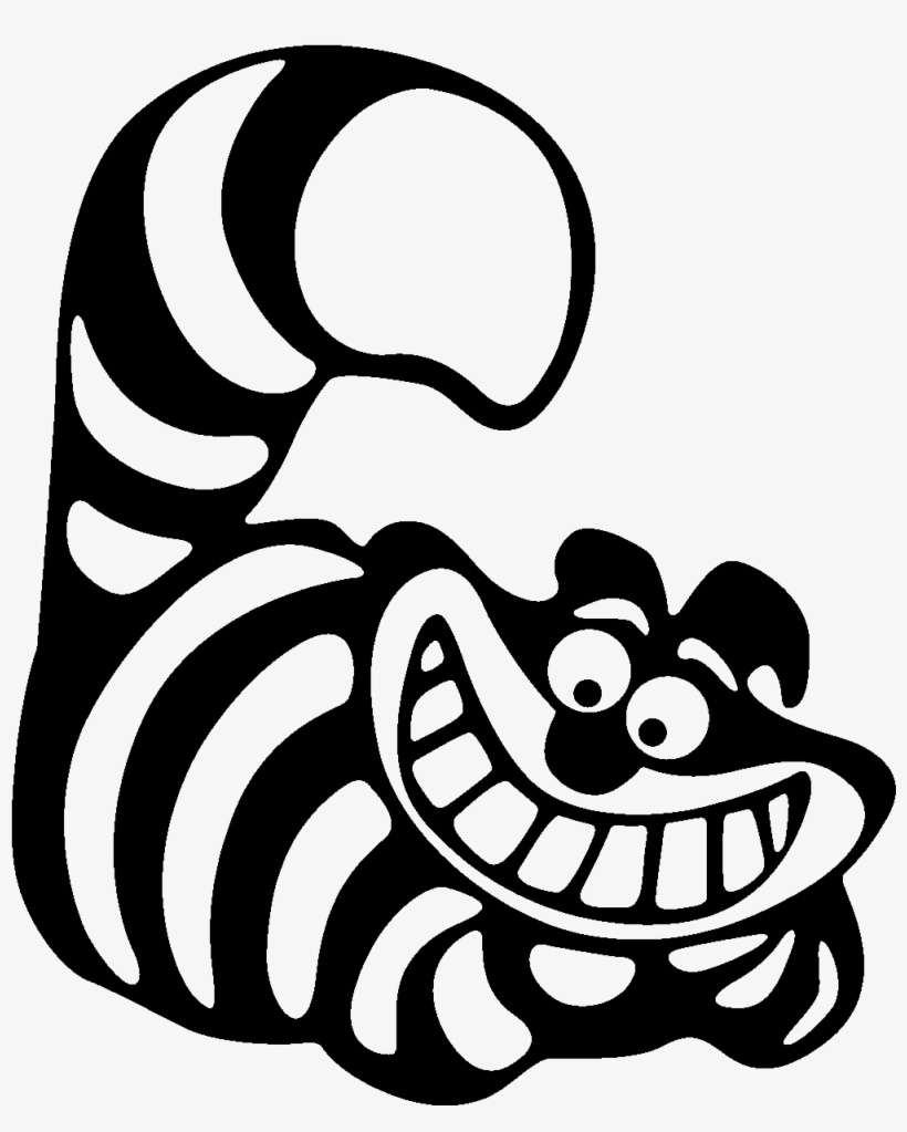 Cheshire Cat Wall Decal Sticker March Hare - Cheshire Cat Black And White, transparent png download