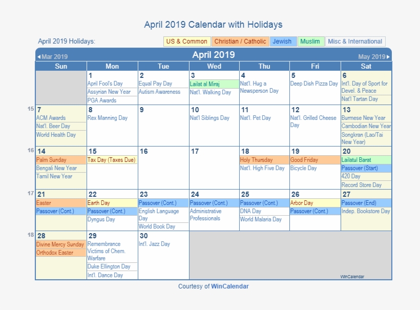 April 2019 Printable Calendar With Us Holidays - Holidays In December 2018, transparent png download