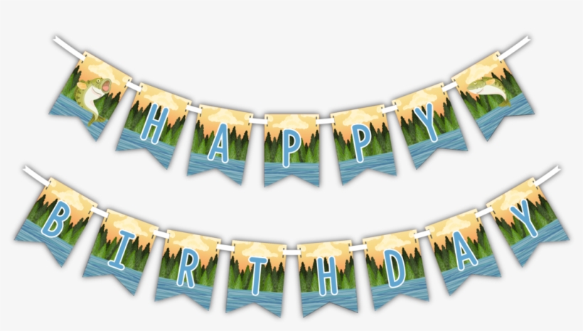 Gone Fishing "happy Birthday" Party Banner - Birthday, transparent png download