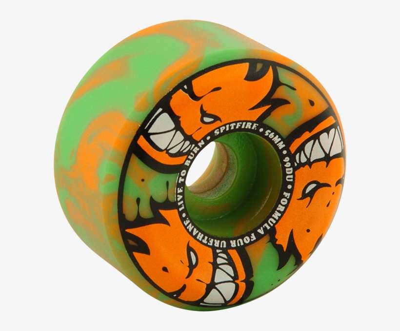 Spitfire Formula Four 99a Afterburner 56mm Green/orange - Spitfire Wheels Formula Four Conical Full Afterburner, transparent png download