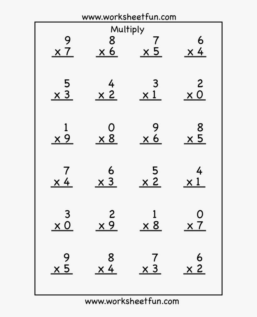 Single Digit Multiplication 4 Worksheets 4th Grade Easy Division Worksheets PNG Image 