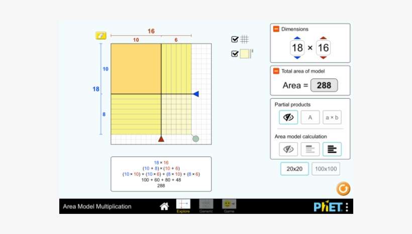 Area Model Multiplication - Area Model Multiplication Interactives, transparent png download