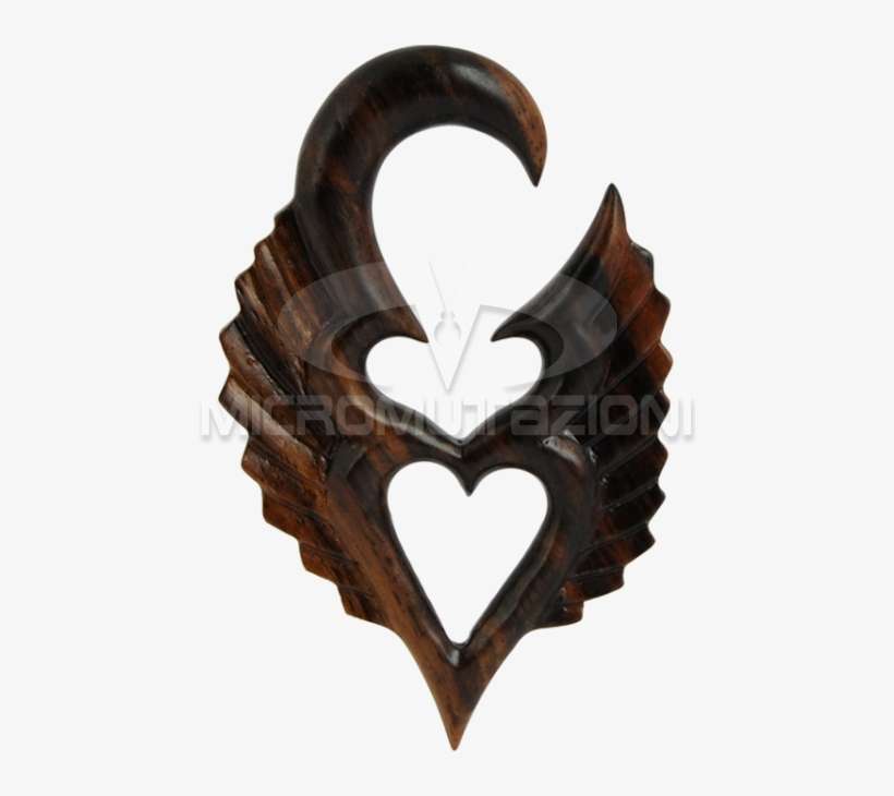Angel Heart Wood Expander Ear - Heart, transparent png download