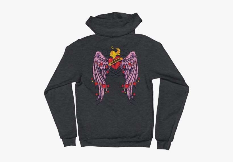 Glorious Guardian Angel Heart Zip - Hoodie, transparent png download