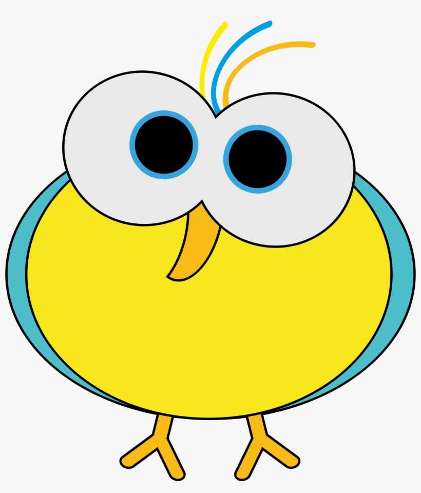 Birdie With Big Eyes Vector Clipart Image Free Stock - Cute Yellow Bird Animation Illustration Large Tote, transparent png download