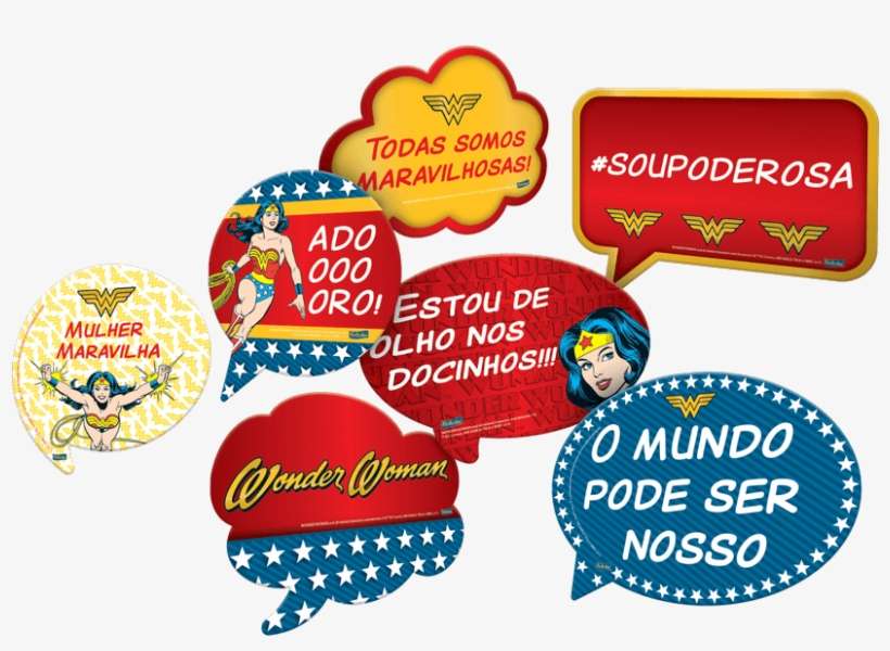Kit Plaquinhas Decorativas Mulher Maravilha 12 Unidades - Festcolor Kit Placas Mulher Maravilha, transparent png download