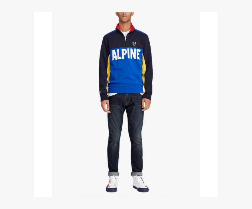 Polo Ralph Lauren Ski Double Knit Tech Pullover, Blue-oznico - Ralph Lauren Grey Long Sleeve Sweatshirt, transparent png download