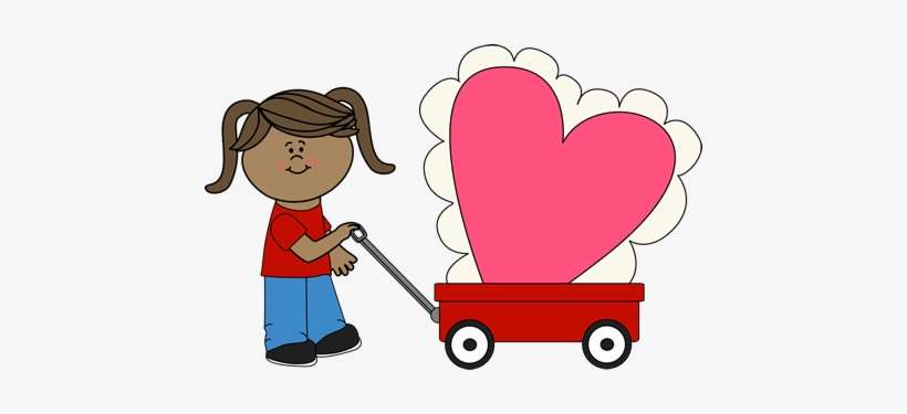 Girl With Big Valentine Clip Art - Valentines Clip Art Kids, transparent png download