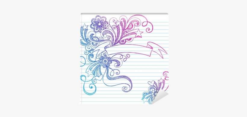 Scroll Banner Sketchy Doodle Vector Wall Mural • Pixers® - Hearts And Stars, transparent png download