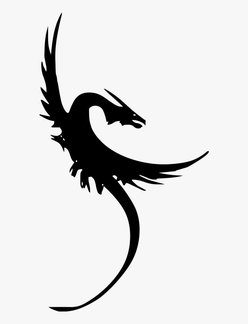 Fantasy Dragon Silhouette - Dragon Symbol Transparent Background, transparent png download