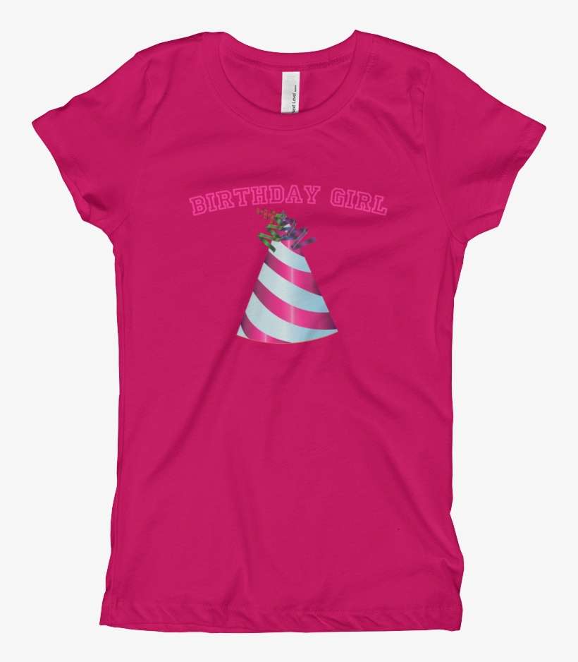 Happy Birthday Hat Girl's T-shirt - T-shirt, transparent png download