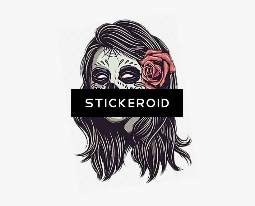 Zombiegirl Monster Ghost Halloween Mnstr - Sugar Skull Day Of Dead Girl Red Rose Pillow Case, transparent png download