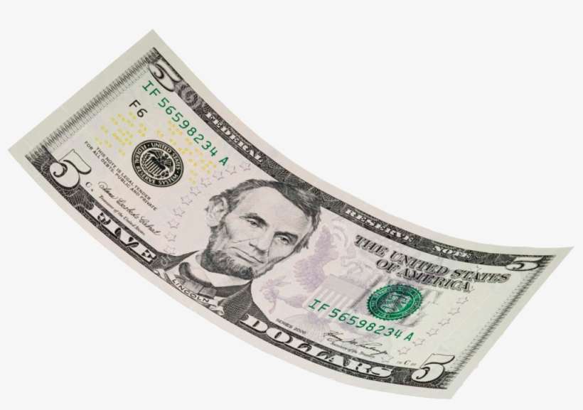 Falling-5 - 5 Dollar Bill, transparent png download