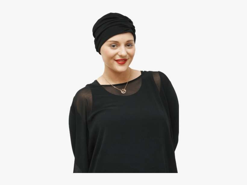 Black Turban For Hair Loss Worn With Evening Dress - Turban, transparent png download