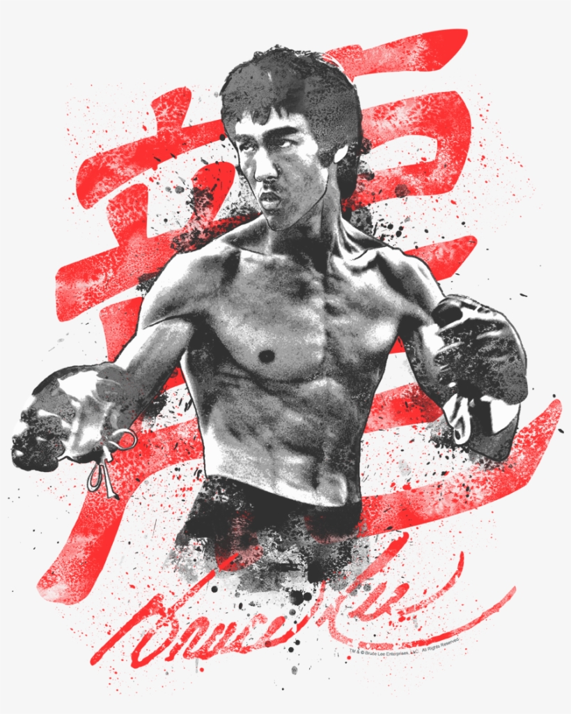 Bruce Lee Ink Splatter Men's Long Sleeve T-shirt - Bruce Lee - Ink Splatter T-shirt Size S, transparent png download