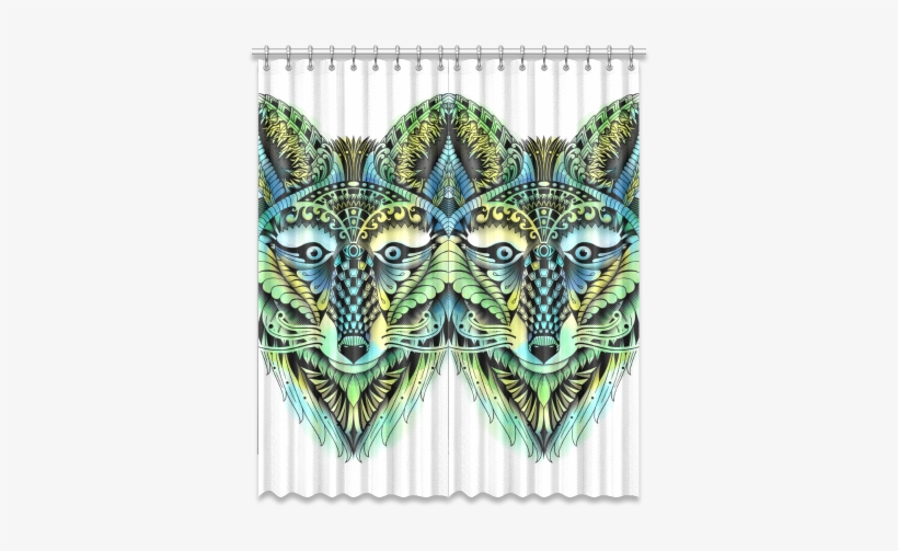 Water Color Ornate Foxy Wolf Head Ornate Drawing Window - Ornate Foxy Wolf Ornament (oval), transparent png download